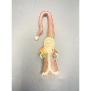 Vintage Christmas Santa Elf Gnome Long Hat Brown Rare Ornament